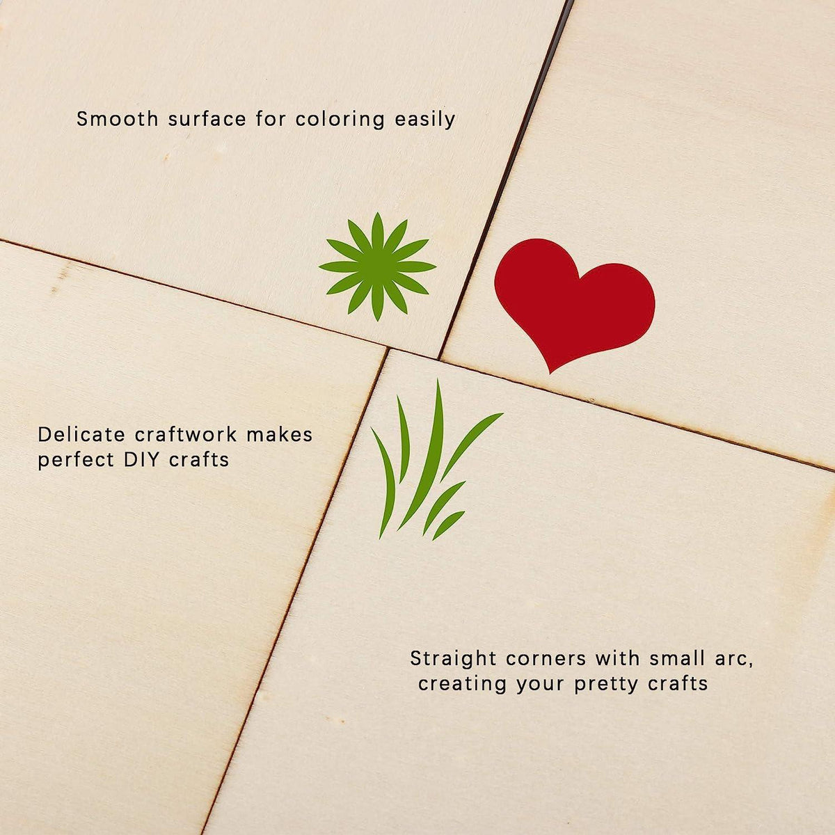 Haoser 50Pcs Unfinished Wood Pieces 4x4 Inch Square Blank Wooden,Wooden Cutouts for Crafts,Squares Cutout Tiles Unfinished Wood Cup Coasters Natural Slices Wooden Square Cutouts for Ornaments. - Haoser