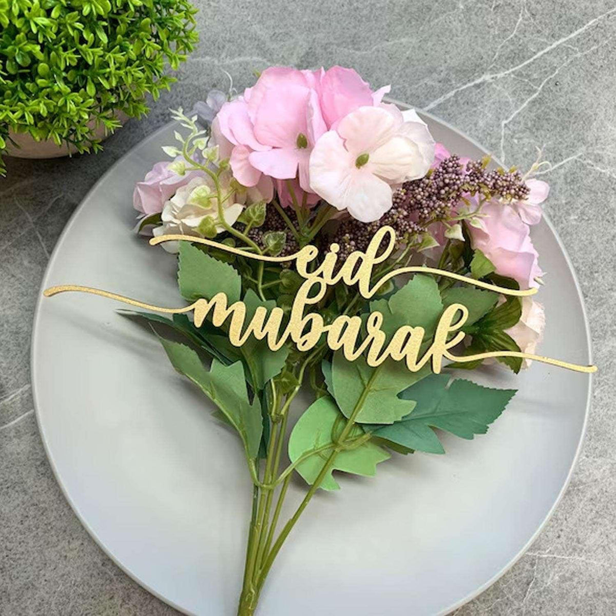 Haoser Wood Cutout Table Place Card Eid Mubarak Gather Wood Word Table Decorations, Eid Mubarak Blessings Place Cards Elegant Islamic Event Decor for Weddings, Parties, and Special Occasions - Haoser