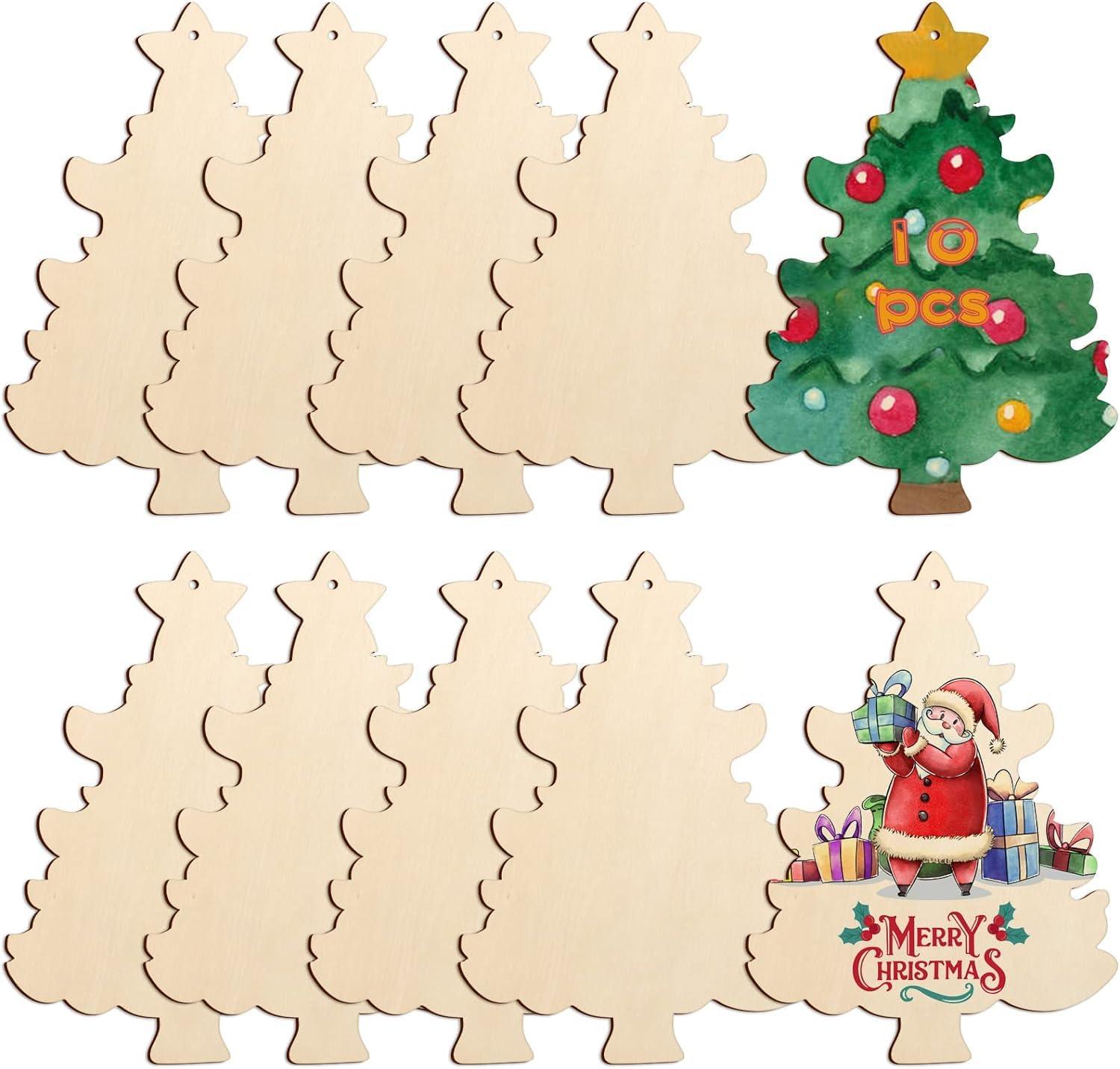 Curious Button 5 Pieces Unfinished Wooden Tree New Style Hanging Ornament for DIY Home Decoration, MDF Cutouts, Perfect Wooden Cutouts for Home Decor, Charming Wooden Hanging Ornaments (7x5.11IN) - Haoser