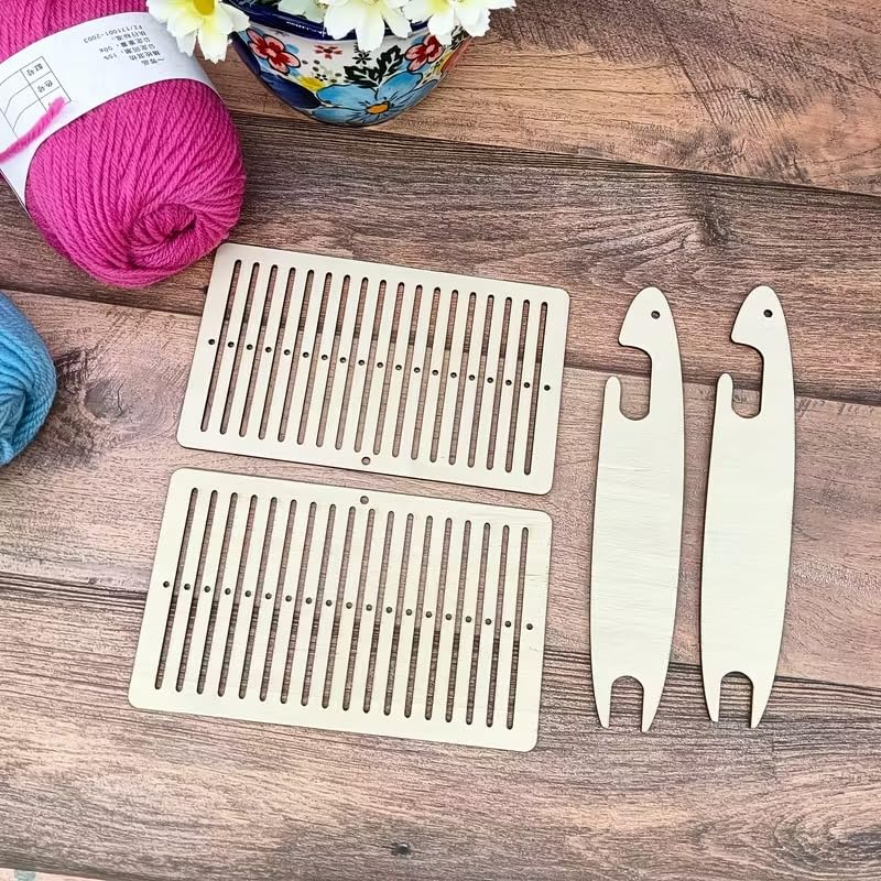 4 Pcs Pine MDF Weaving Loom Kit Wooden DIY Weaving Tool