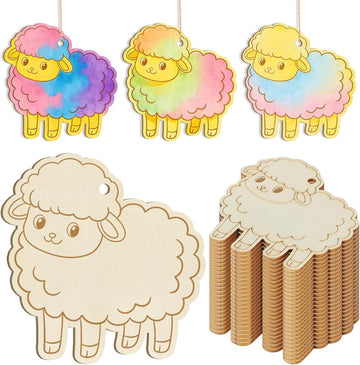 24 PCS Wooden Easter Bunny Ornaments for DIY Craft | 3.5 Inch Rabbit Cutouts
