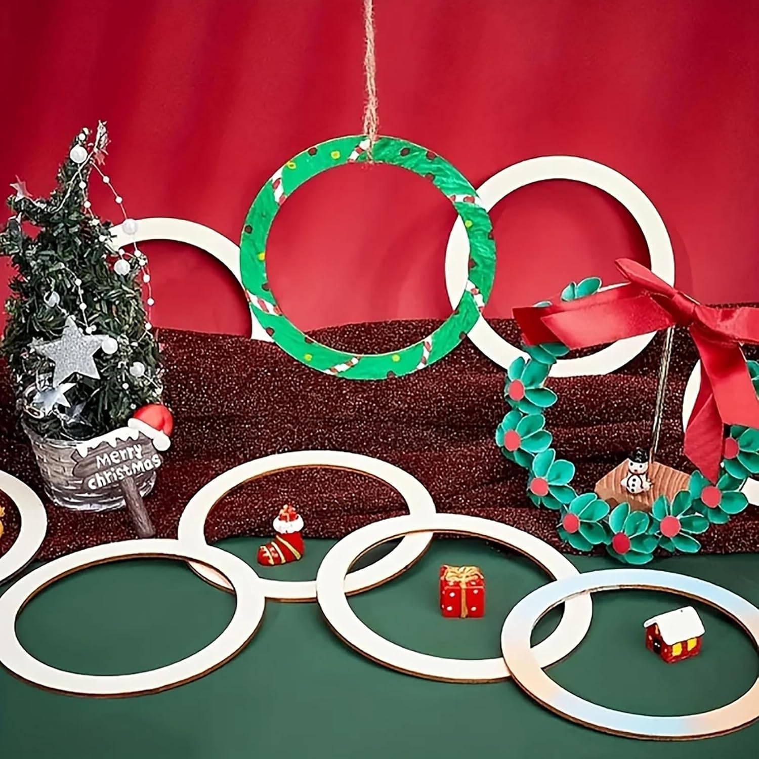 30 Pcs Wooden Ring Cutouts 6 Inch – Round MDF Hoops for DIY Crafts