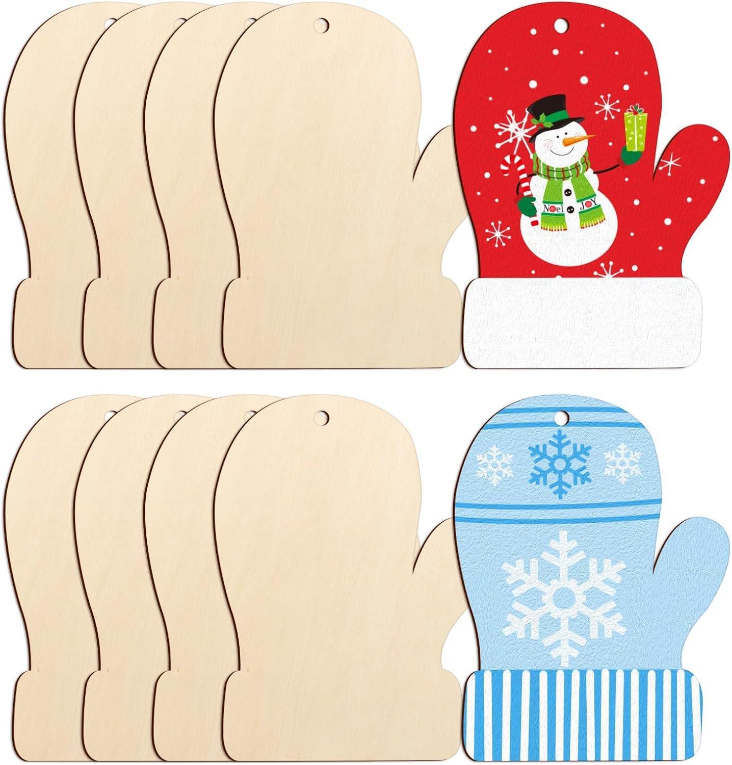 Curious Button 5 Pieces Unfinished Wooden Gloves Style Hanging Ornament for DIY Home Decoration, MDF Cutouts, Perfect Wooden Cutouts for Home Decor, Charming Wooden Hanging Ornaments (6.7x6.3IN) - Haoser