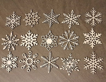 Haoser Wooden Christmas Ornament Cutout for Christmas Decoration Hanger Pack of 15