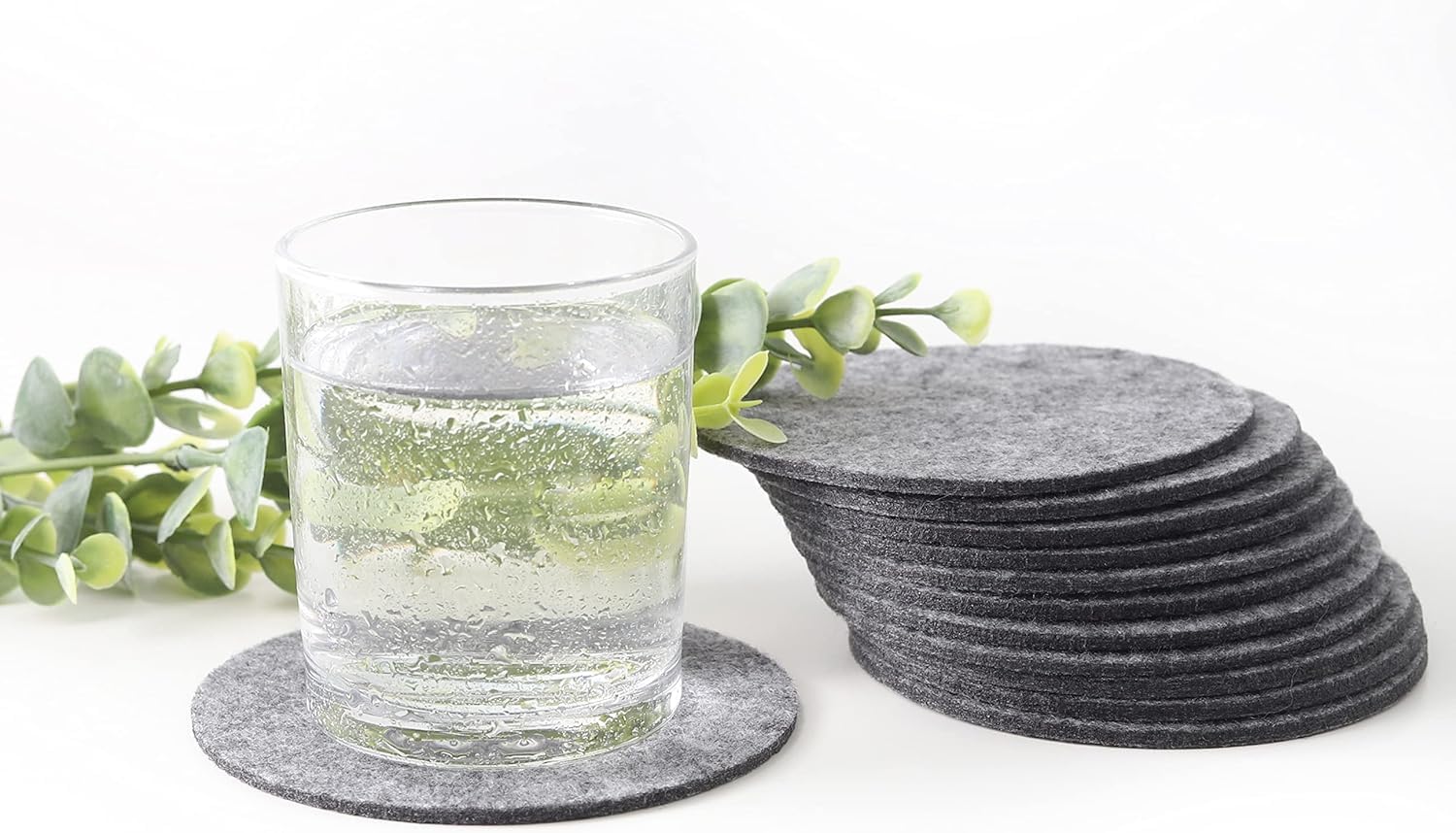 Gray Felt Drink Coasters Round Absorbent Cup Mats for Table Protection