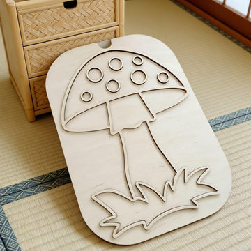 Mushroom Shape Wooden Decorative Tray with Lid | Table Centerpiece Organizer for Home Decor