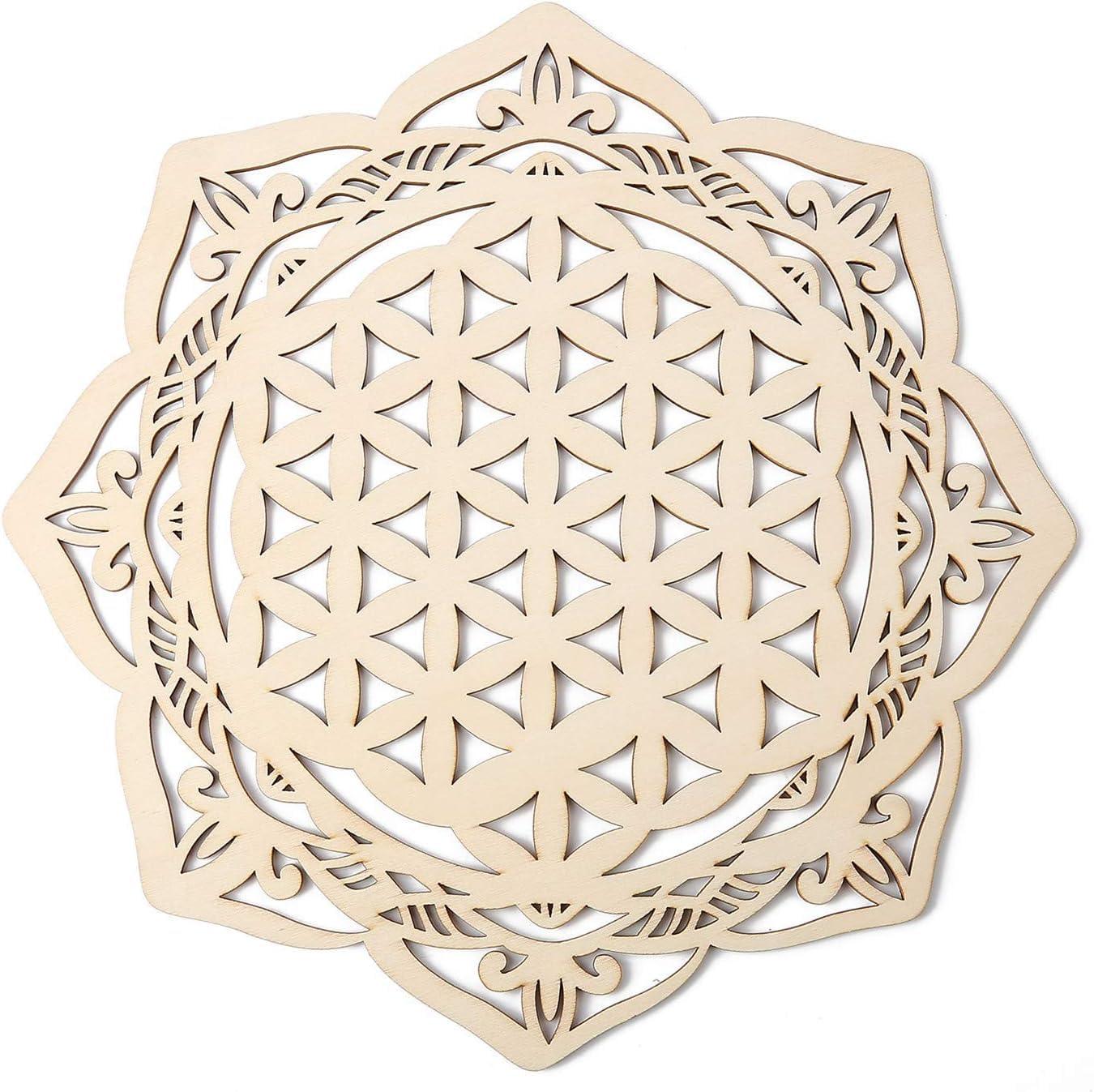 Curious Button Unfinished Wooden Geometry Wall Art Hanging Wall Sculpture Meditation Centerpiece for Home, Living Room, Yoga Wall Art, Wall Decor, Modern Wooden Wall (30 cm) - Haoser