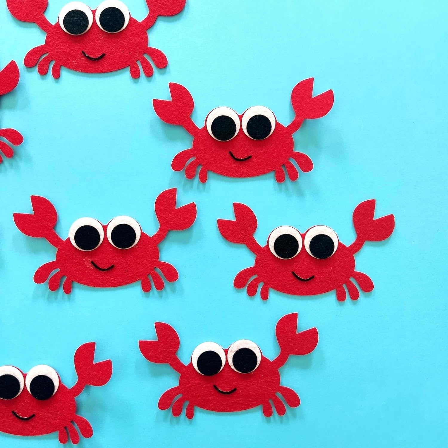 6 Pcs Felt Crab Cutouts (4.09 x 2.36 Inch) | Sea Animal Shapes for DIY Crafts, Kids Activities