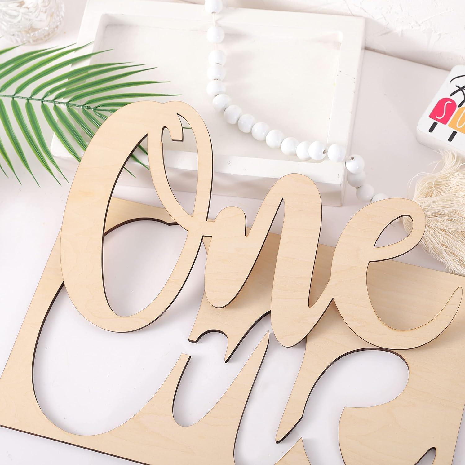 Curious Button Unfinished Wooden One Letter Banner Perfect for First Birthday Photo Shoots, Cake Smashes, Photo Props, Wooden One Letter Cutout for Boys or Girls - Haoser