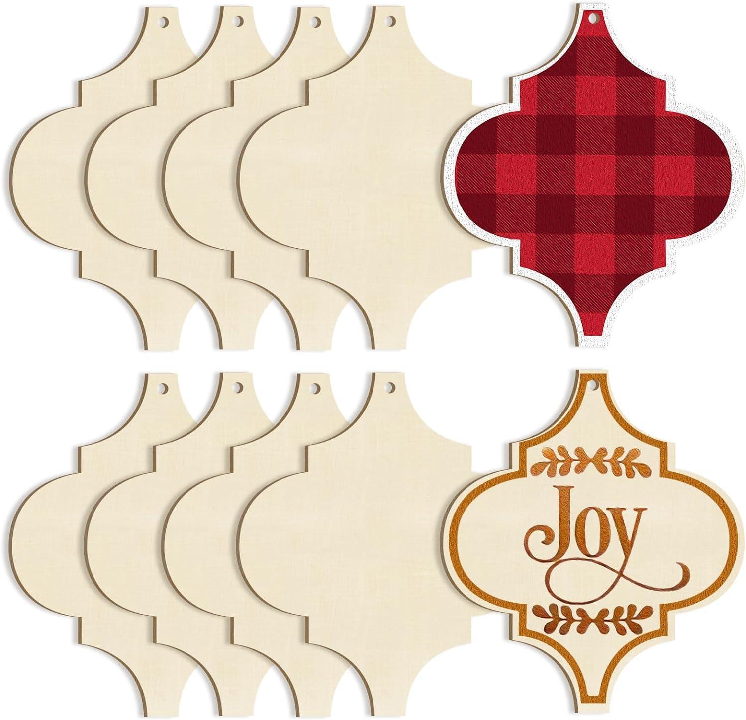 Curious Button 5 Pieces Unfinished Wooden Bulb Wide Style Hanging Ornament for DIY Home Decoration, MDF Cutouts, Perfect Wooden Cutouts for Home Decor, Charming Wooden Hanging Ornaments (7x6.1IN) - Haoser