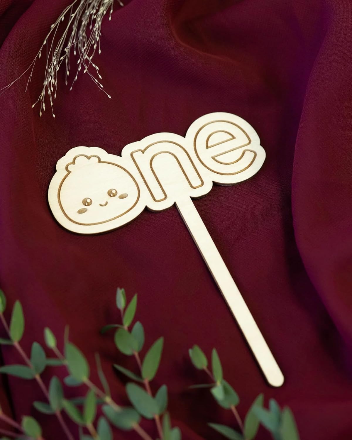 Wooden "One" Cake Topper | Engraved First Birthday Cake Decoration