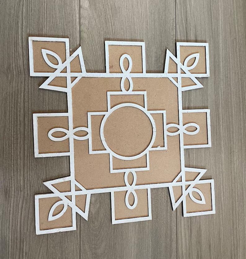 Haoser MDF Rangole Decoration(11 in) Stencil for Decor DIY Craft