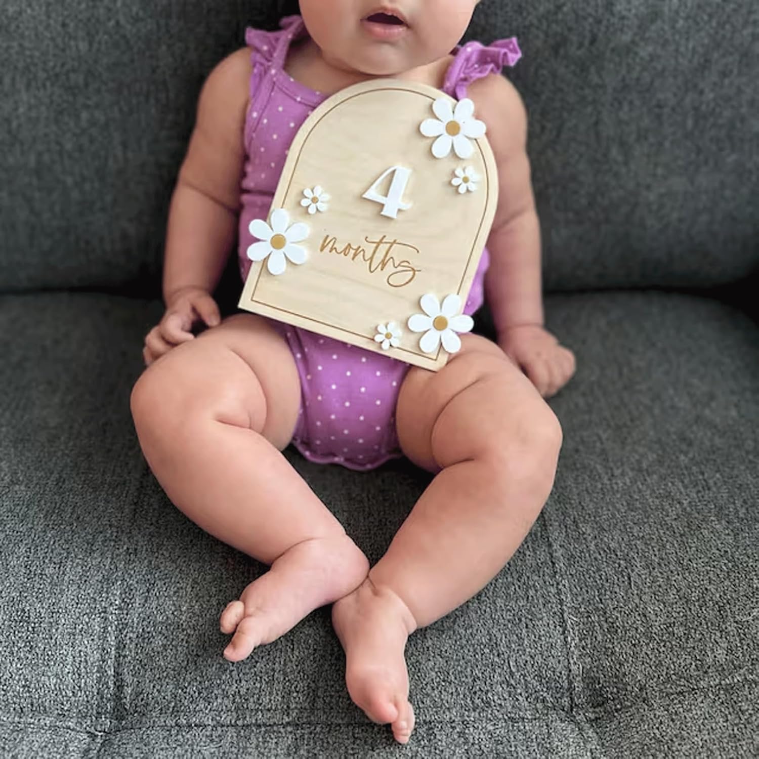 Haoser Baby Photo Props Wooden Baby Milestone Signs