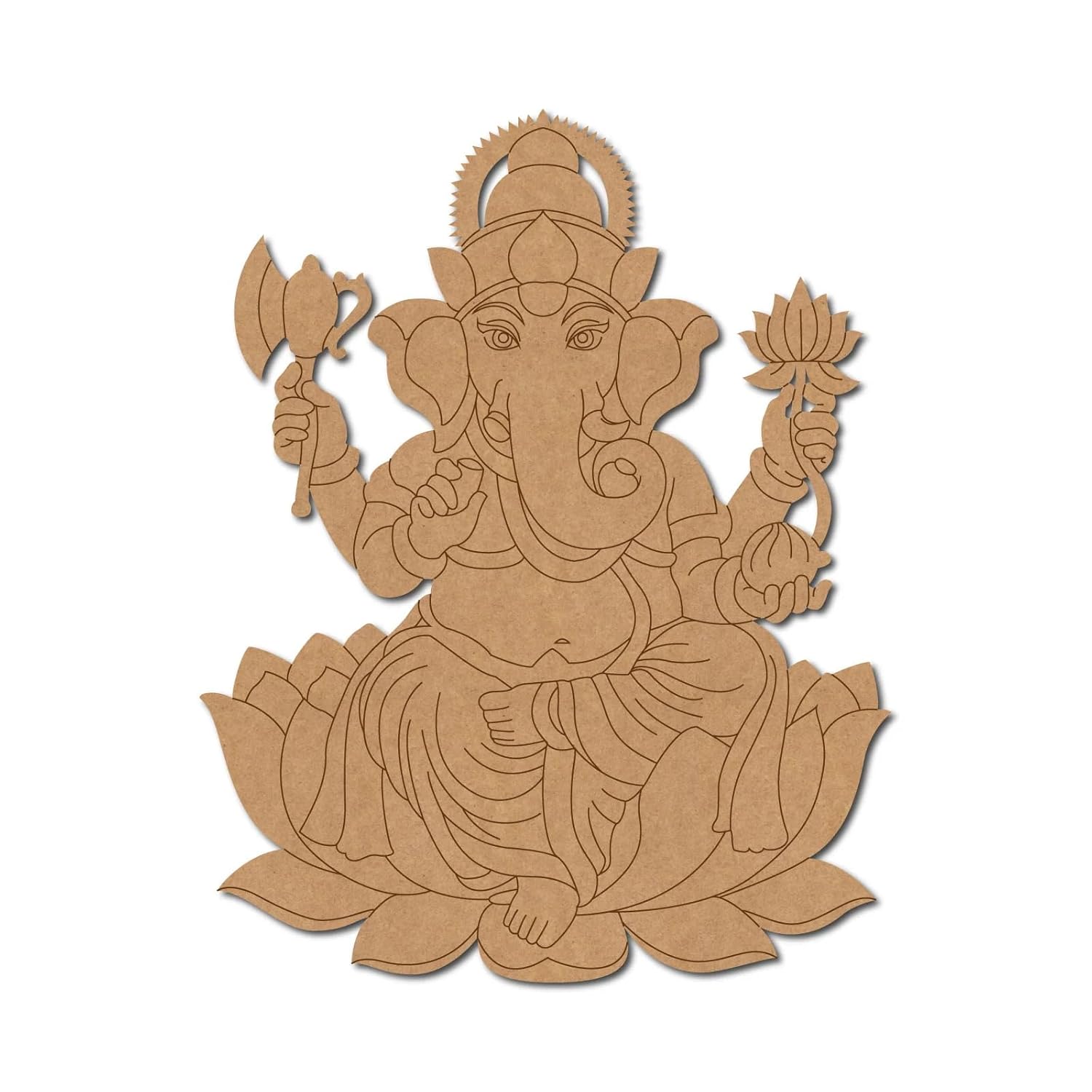 Wooden Ganesha MDF Wall Art | Pre-Marked 10x7.9 Inch Cutout Board for DIY Painting, Mandala Art, Craft & Home Temple Decor