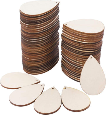 Haoser 70 Pieces Unfinished Wood Teardrop Earring Pendant for Jewelry Earrings Backs for Jewelry DIY Craft Making (Small,1.4 x 2.2 inch) Unfinished Wooden Earrings Kits - Haoser