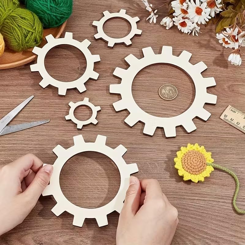 5 Pcs Round Flower Knitting Loom Set, Wooden Weaving Looms for Knitting
