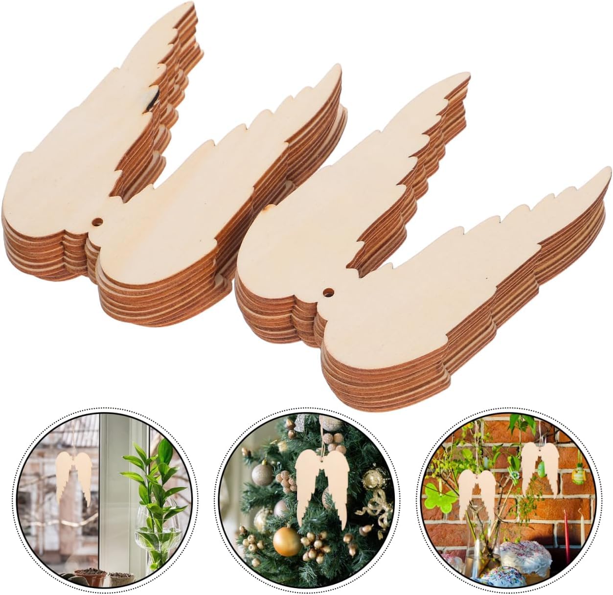 20 Pcs Angel Wings MDF Wooden Cutouts for DIY Craft | Unfinished Wood Angel Wing Shapes for Painting