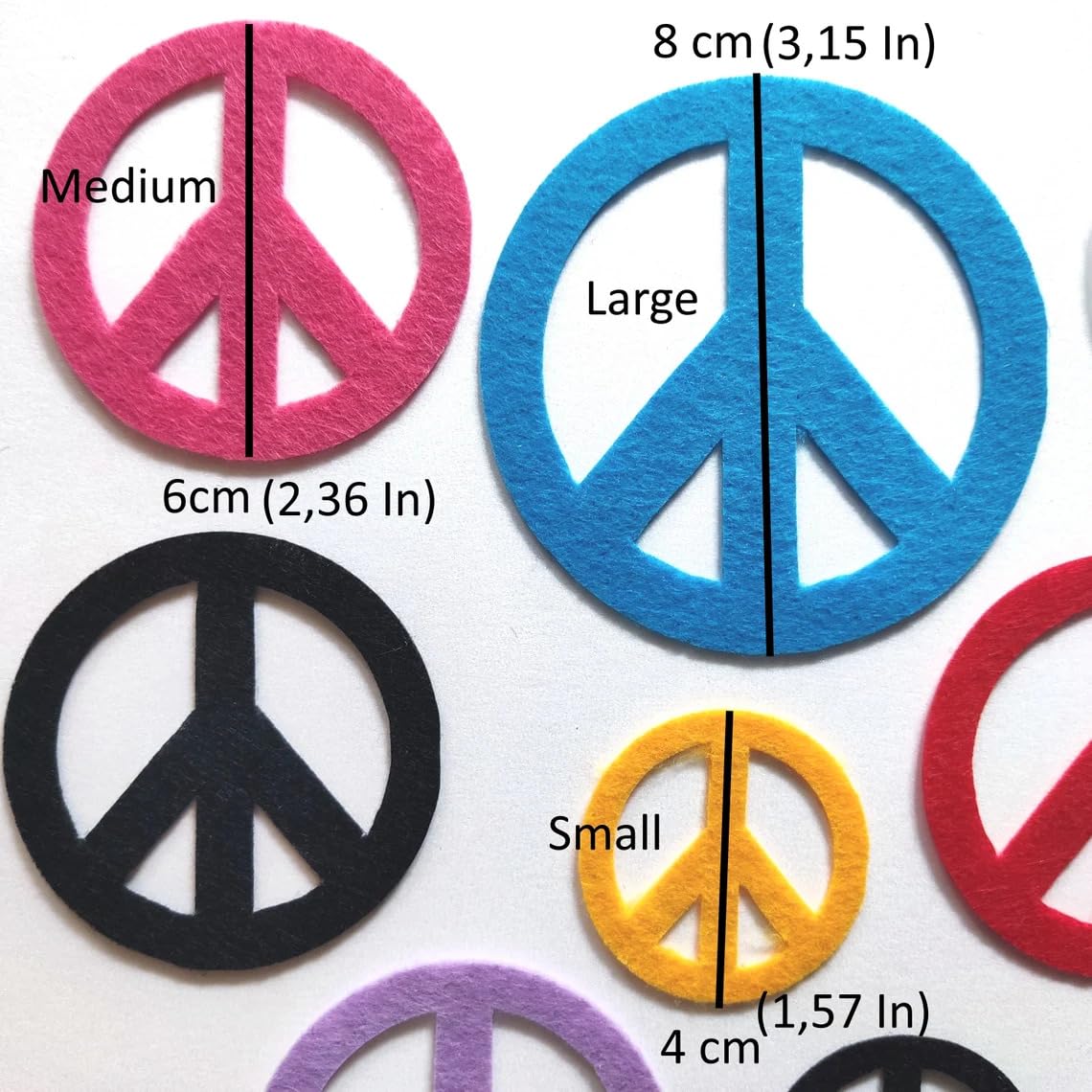 Pack of 30 Peace Sign Felt Die Cuts Peace Symbol Felt Cutouts for International