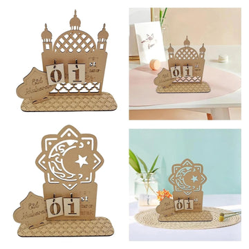 Ramadan Calendar Decoration for Tabletop | Wooden Ramadan Countdown Calendar
