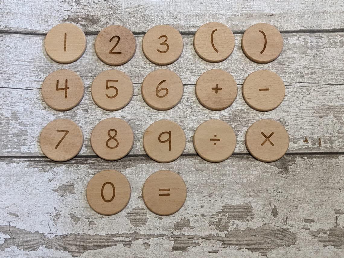 Haoser Maths Numbers and Counting Discs and Tokens - Montessori Toys - Learning Numbers for Kids - Wooden Toy - Learning Discs - Story Discs Play - Haoser