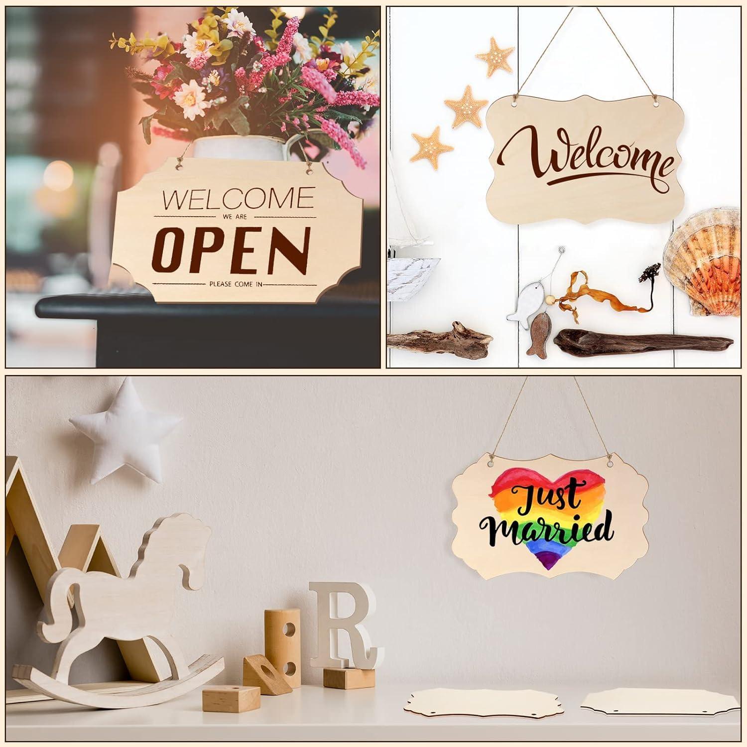 Haoser 15 Pcs Unfinished Wood Sign Blank Wood Blanks Wooden Plaque for Craft Oval Hanging Wood Sign 9 x 6 in Rectangle Shaped Wood Plaque Wood Ornaments Wood Slices for DIY Painting Writing Decoration - Haoser