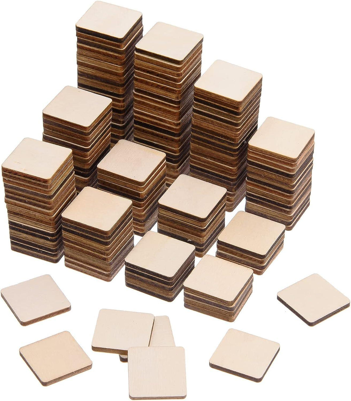 Haoser Wood Squares for Crafts, Unfinished Wooden Square Cutouts,Unfinished Round Square Wood Slices Board for Resin Art, Mandala Art, Pyrography, Painting, MDF Square Board - Haoser