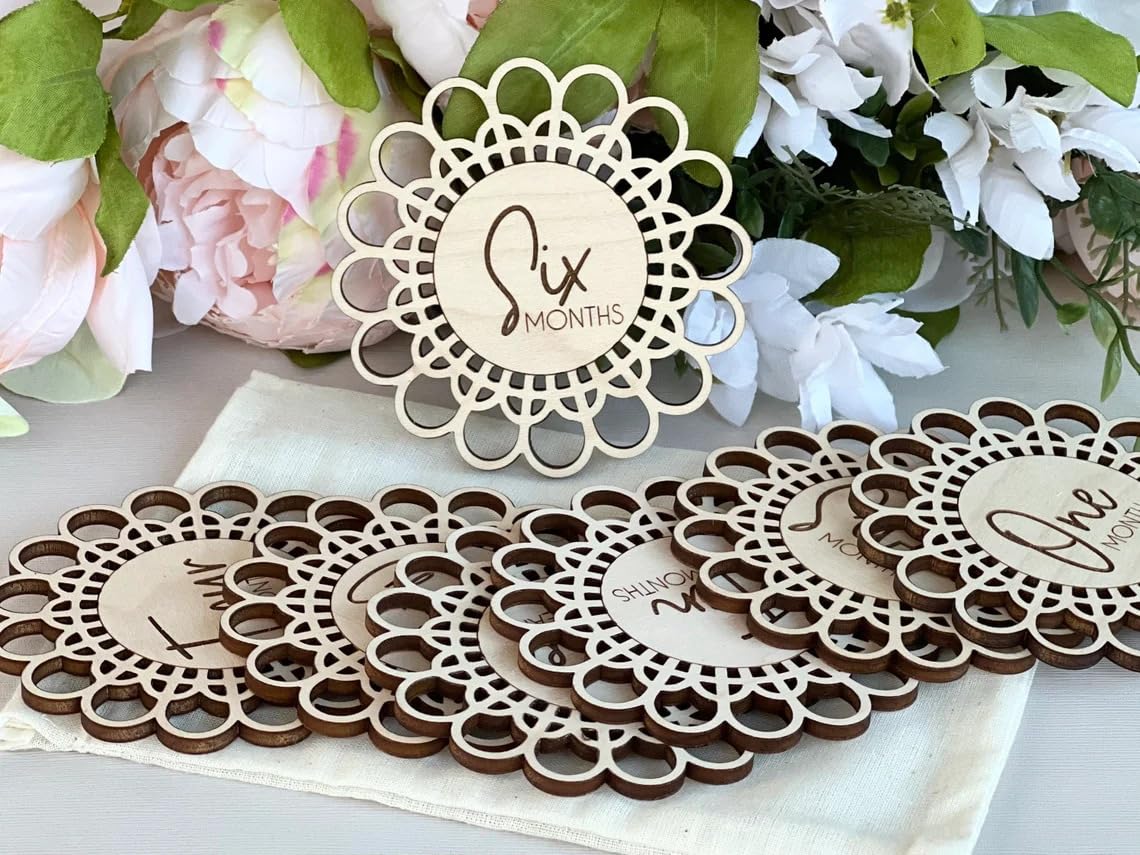 Set of 12 pieses with Hellow Boho Monthly Milestone Markers, Baby Milestone