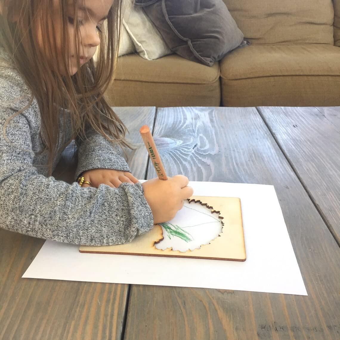 Haoser Tree Stencil Set // Leaf Stencil Set // Tree Stencils // Leaf Stencils|| Wooden Educational Toys for Kids,Stencils for kids3 Years or 2 or 4 Years Old - Haoser