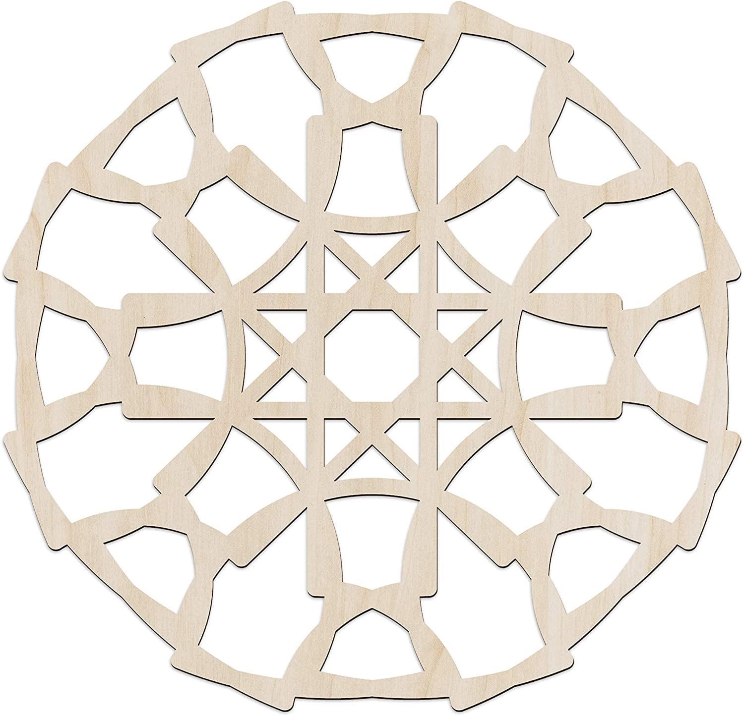 Haoser Mandala Wooden Wall Art, Whirl Look Lattice Abstarct Geometric, Birch Wood Plywood Rustic Wall Art Accent for Hallway Bedroom Living Room Cafes and Offices (Mandala Design-28_30CM) - Haoser