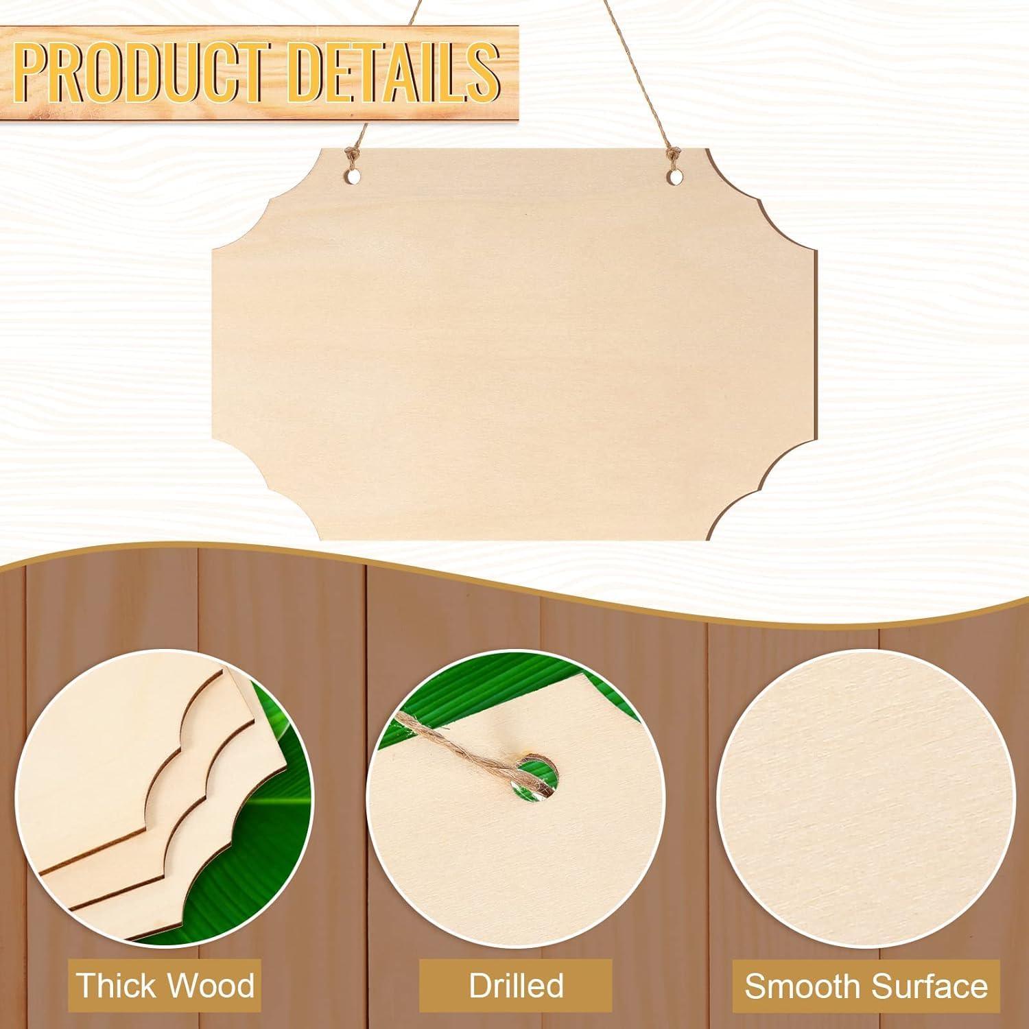 Haoser 15 Pcs Unfinished Wood Sign Blank Wood Blanks Wooden Plaque for Craft Oval Hanging Wood Sign 9 x 6 in Rectangle Shaped Wood Plaque Wood Ornaments Wood Slices for DIY Painting Writing Decoration - Haoser