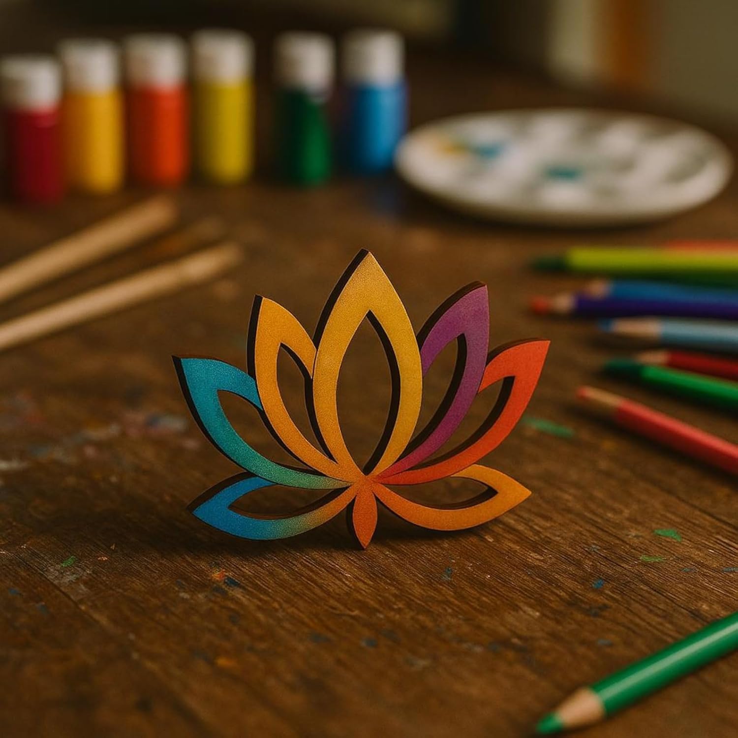 5 Pcs Lotus Flower Wooden Cutouts for DIY Craft | Unfinished Lotus Shape for Painting