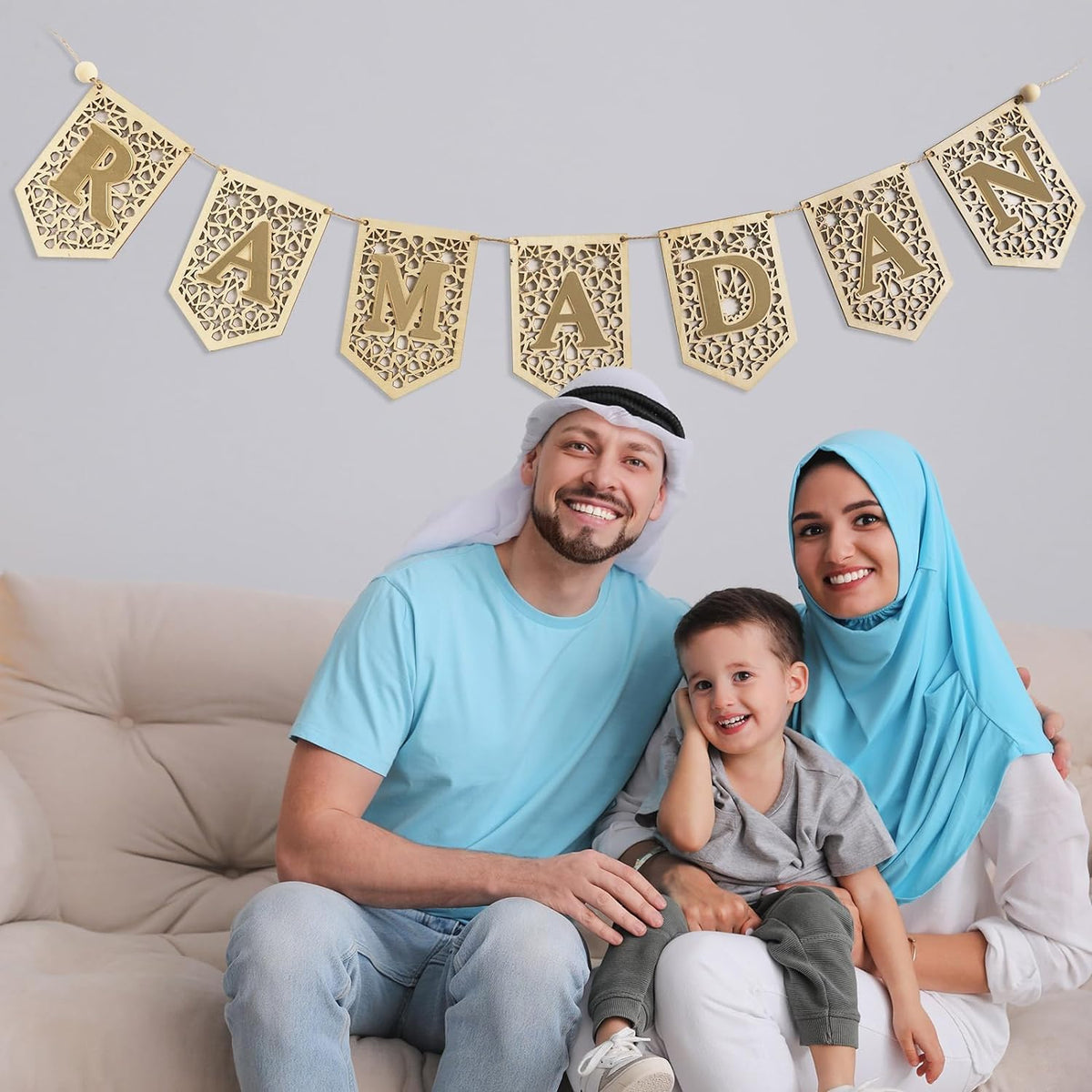 Haoser Ramadan Mubarak Banner Decorations for Home 2024 Black Eid Wooden Sign Ramadan Kareem Wood Garland Islamic Muslim Mosque Door Fireplace Hanging Decor Ramadan Gifts(Only Mubarak Banner)