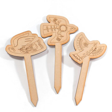 Set of 3 Bird Design MDF Wooden Plant Stake DIY Painting Kit