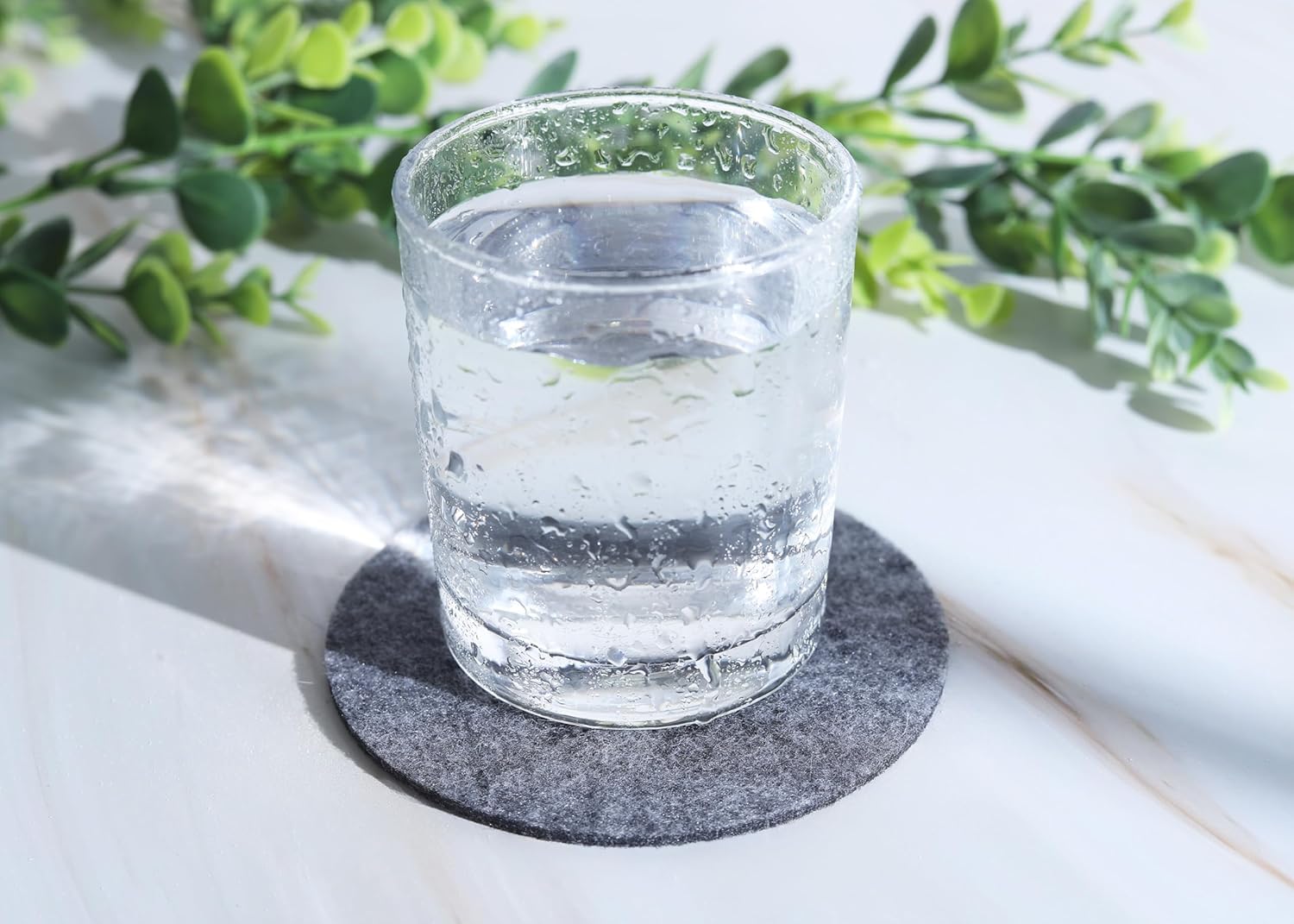 Gray Felt Drink Coasters Round Absorbent Cup Mats for Table Protection