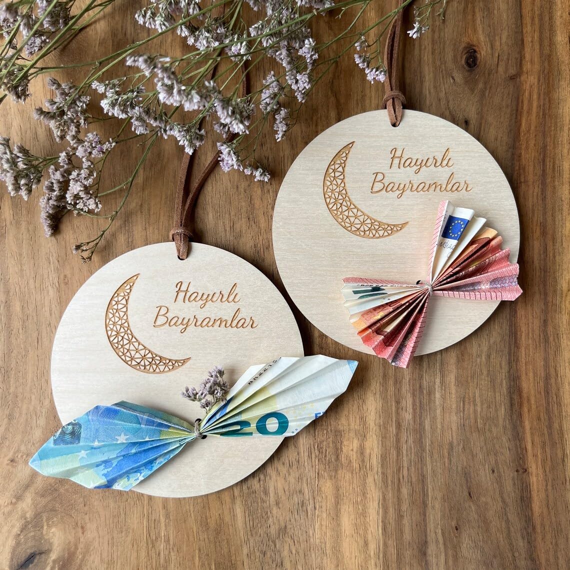 Haoser Unfinished Eid Mubarak Money Gift Cutouts|Ramadan Gift Item|Ramadan Décor & Eid Gift Item -Pack of 2 pc|Money Holders Eid Al-Adha Gifting Cards for Eid Ramadan Party Supplies