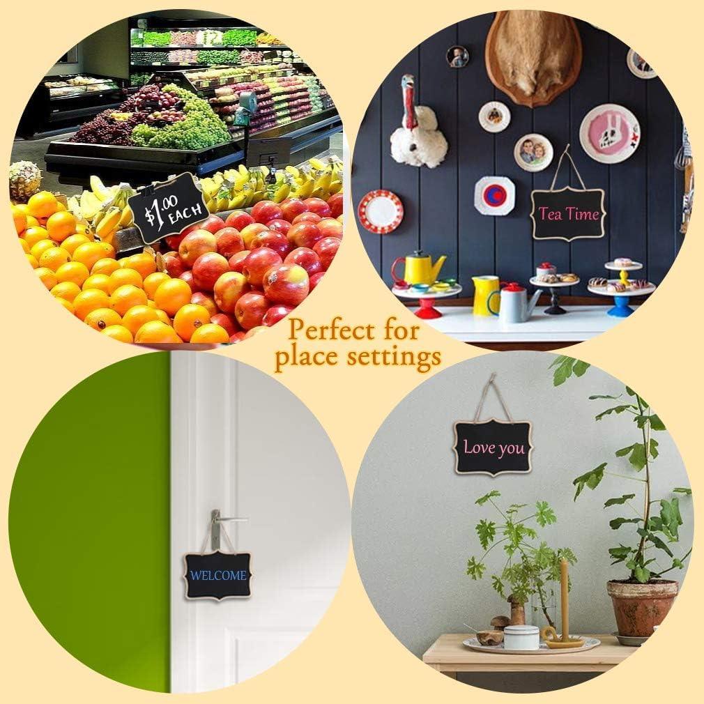 Haoser Chalkboard Tags with Jute Twine, Mini Erasable Chalkboards with Hanging String, Wooden Mini Chalkboard Signs, Hanging Chalkboard Labels, Price Tags, Message Tags - Haoser