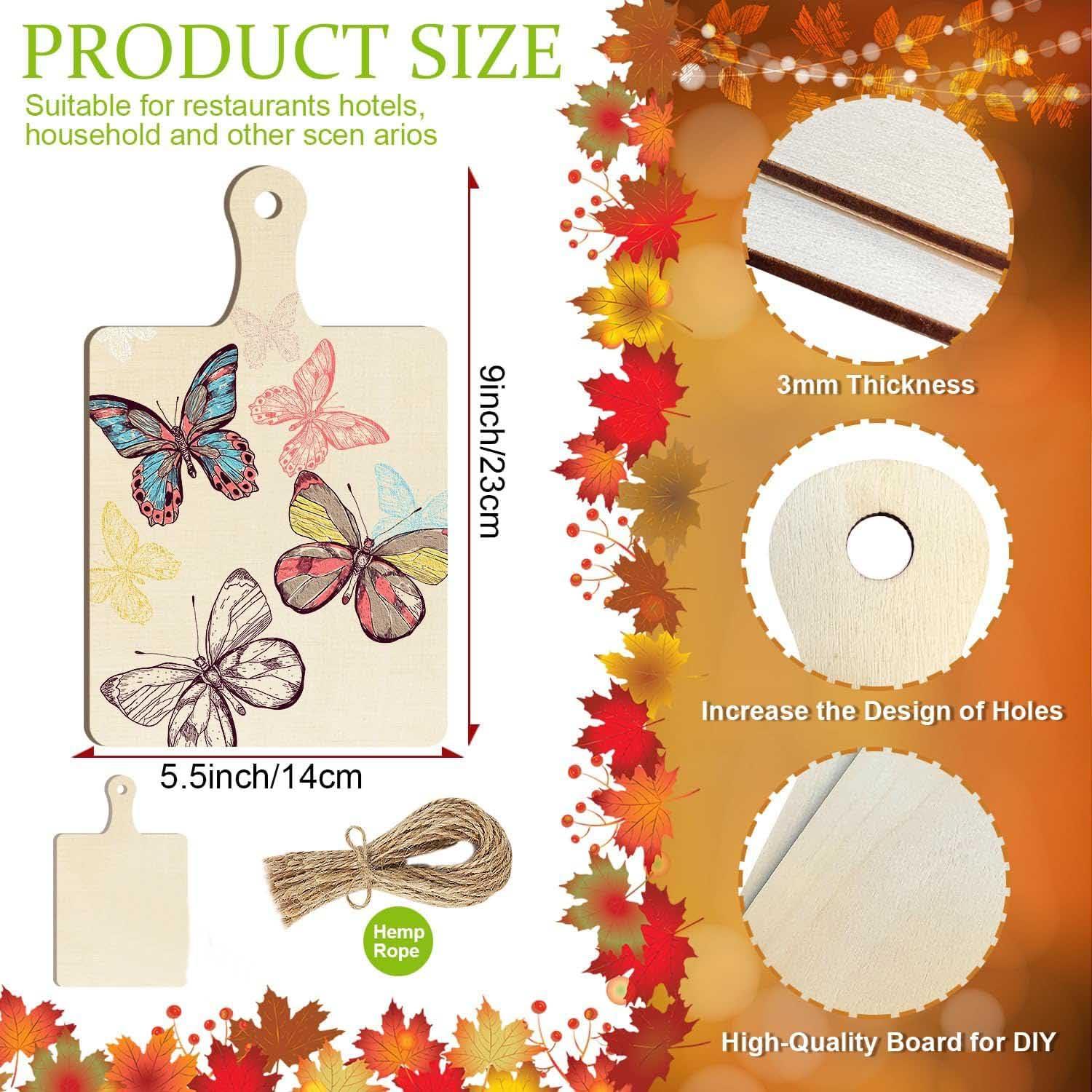 Curious Button 5 Pieces Unfinished Wooden Square Style Hanging Ornament for DIY Home Decoration, MDF Cutouts, Perfect Wooden Cutouts for Home Decor, Charming Wooden Hanging Ornaments (9x5.5IN) - Haoser