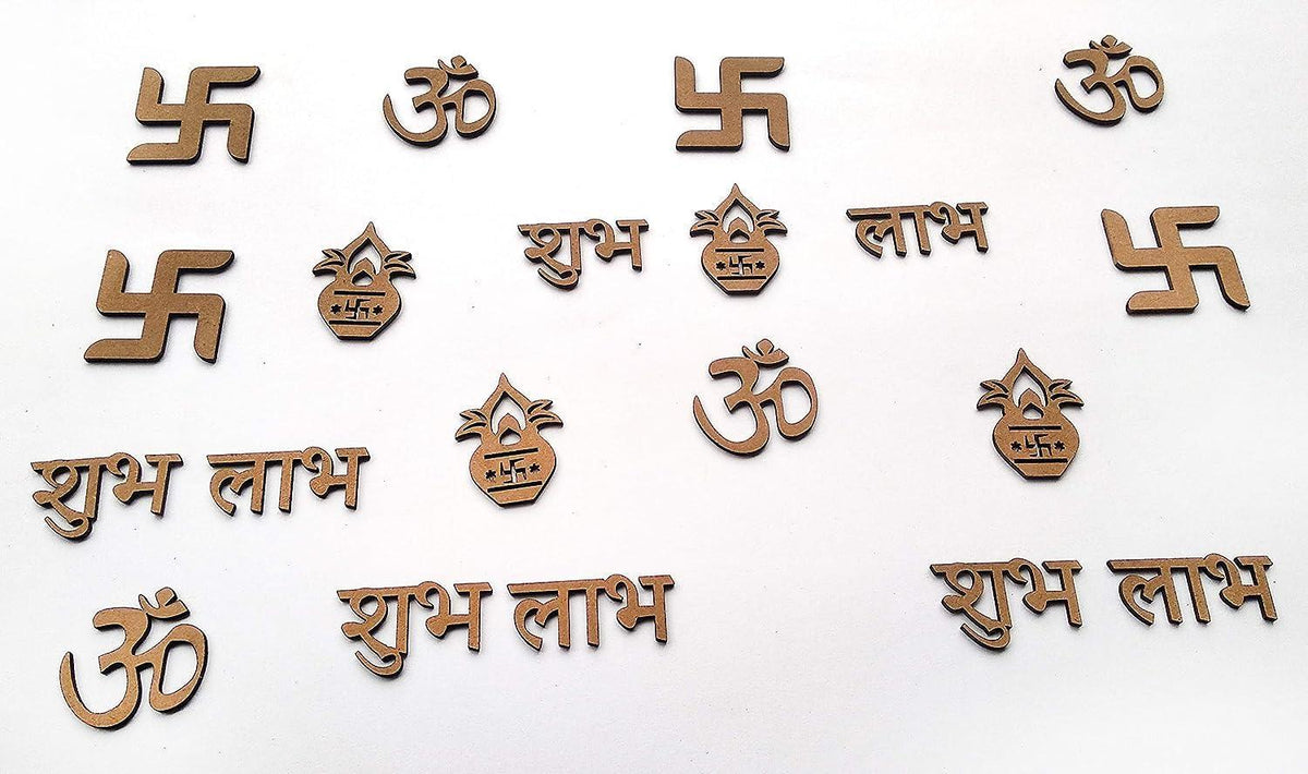 Haoser Pack 20 MDF swastik Cutout for Art and Craft, Diwali Decoration Item for Festivals,Wooden swastik Hangings Cutouts for Diwali Craft-3 Inch - Haoser