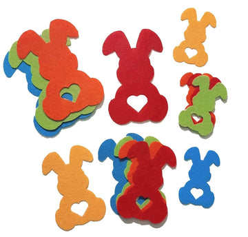 4 Pcs Felt Easter Bunny Cutouts for Crafts | Bunny Applique Die-Cut Shapes for Sewing, Quiet Book, DIY Decorations