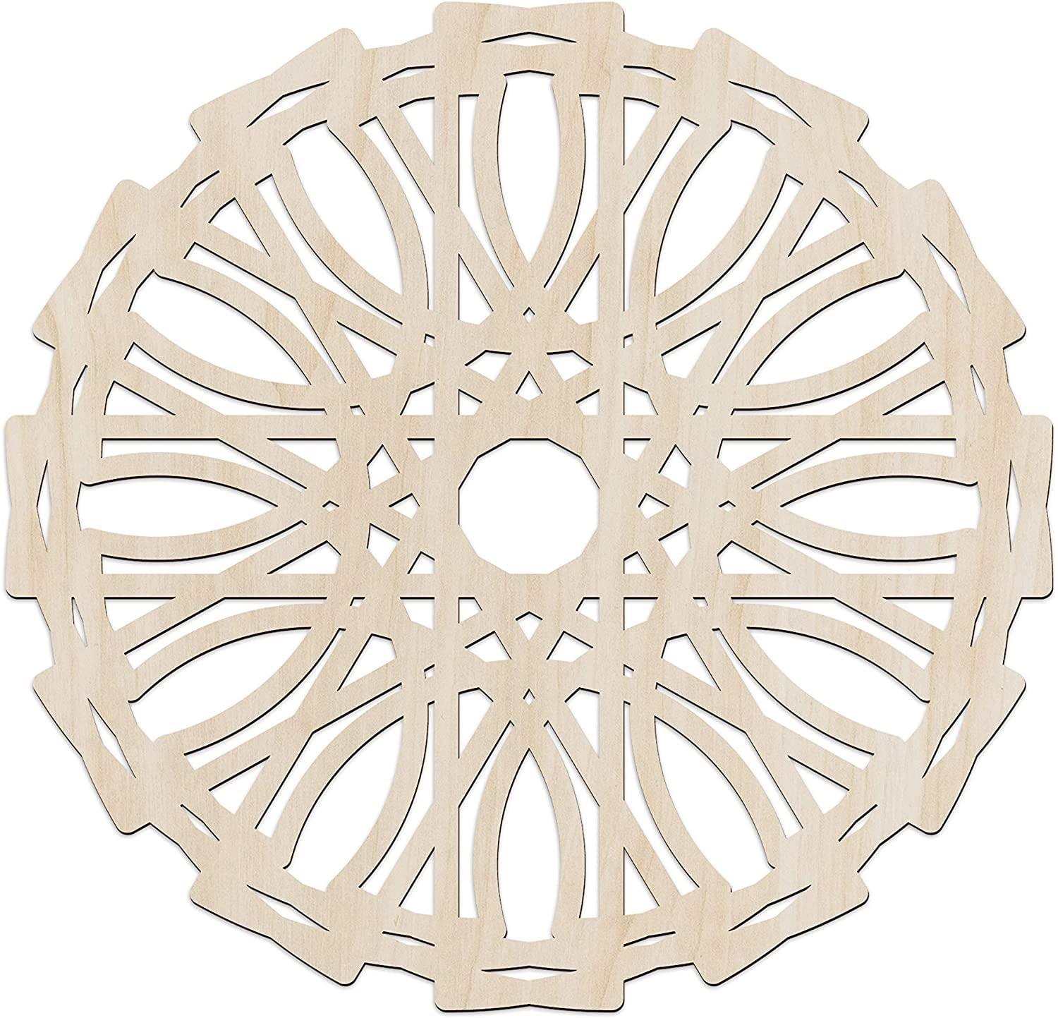 Haoser Mandala Wooden Wall Art, Whirl Look Lattice Abstarct Geometric, Birch Wood Plywood Rustic Wall Art Accent for Hallway Bedroom Living Room Cafes and Offices (Mandala Design-25_30CM) - Haoser