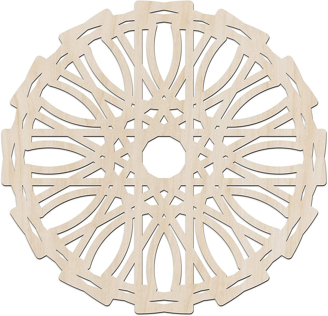 Haoser Mandala Wooden Wall Art, Whirl Look Lattice Abstarct Geometric, Birch Wood Plywood Rustic Wall Art Accent for Hallway Bedroom Living Room Cafes and Offices (Mandala Design-25_30CM) - Haoser
