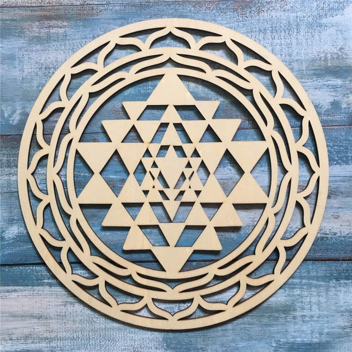 Curious Button Unfinished Wooden Geometry Wall Art Hanging Wall Sculpture Meditation Centerpiece for Home, Living Room, Yoga Wall Art, Wall Decor, Modern Wooden Wall (30 cm) - Haoser