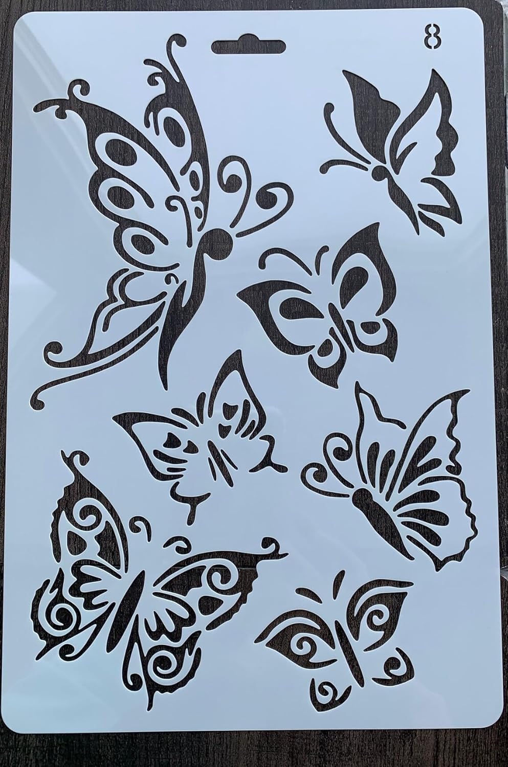 Plastic Reusable Butterfly Stencil for Painting – DIY Craft Template for Canvas (10x7 Inch)