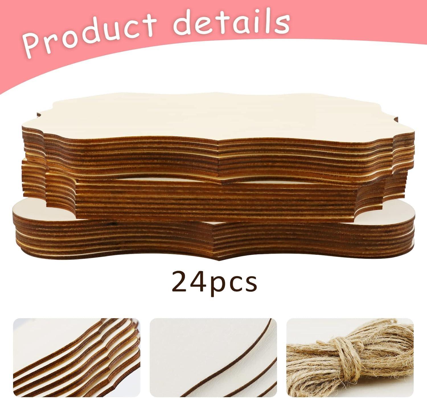 Haoser 15 Pcs Unfinished Wood Sign Blank Wood Blanks Wooden Plaque for Craft Oval Hanging Wood Sign 9 x 6 in Rectangle Shaped Wood Plaque Wood Ornaments Wood Slices for DIY Painting Writing Decoration - Haoser
