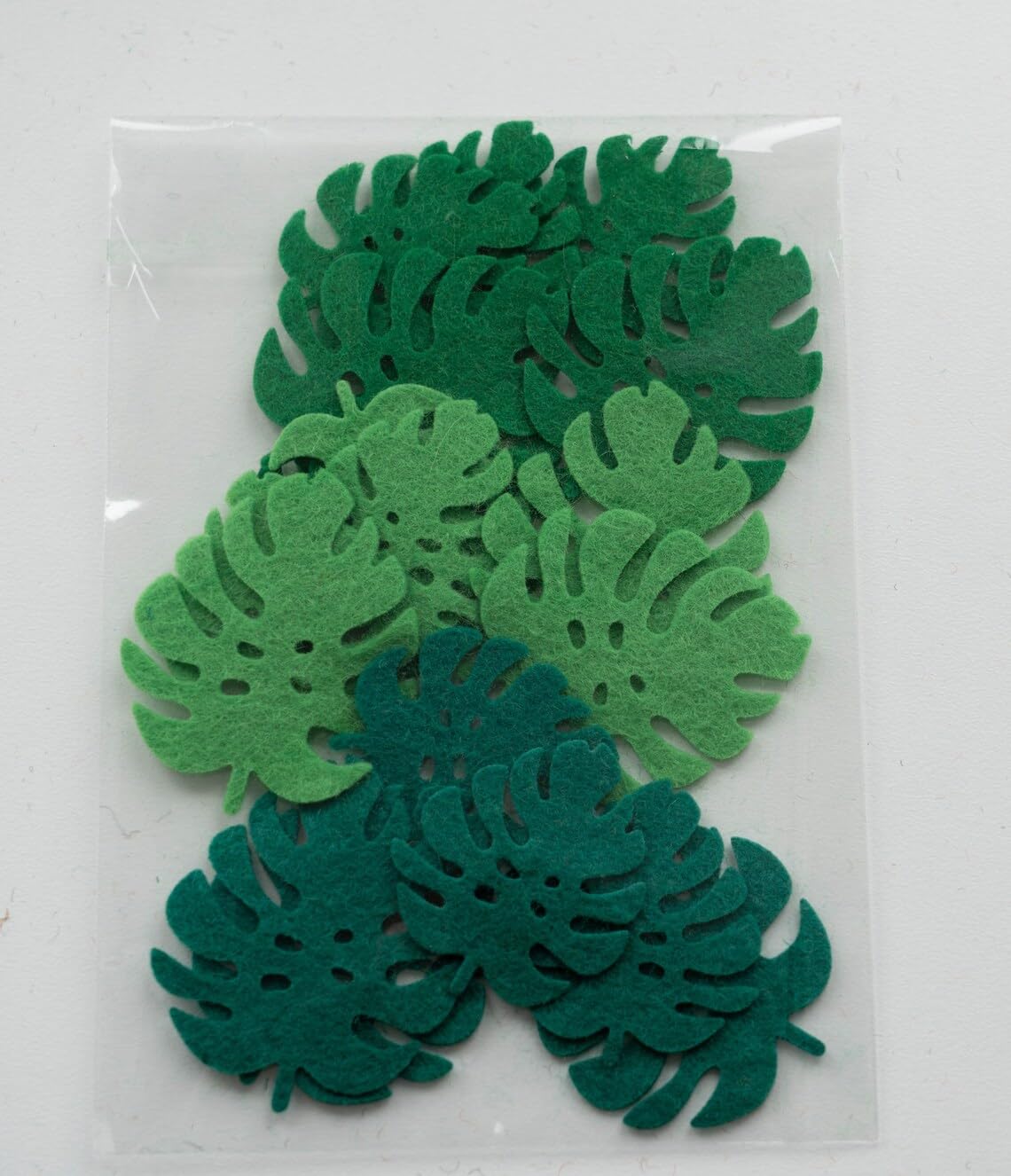 18 Pcs Small Felt Monstera Leaves – 3 Inch Wool Felt Die Cut Leaf Shapes
