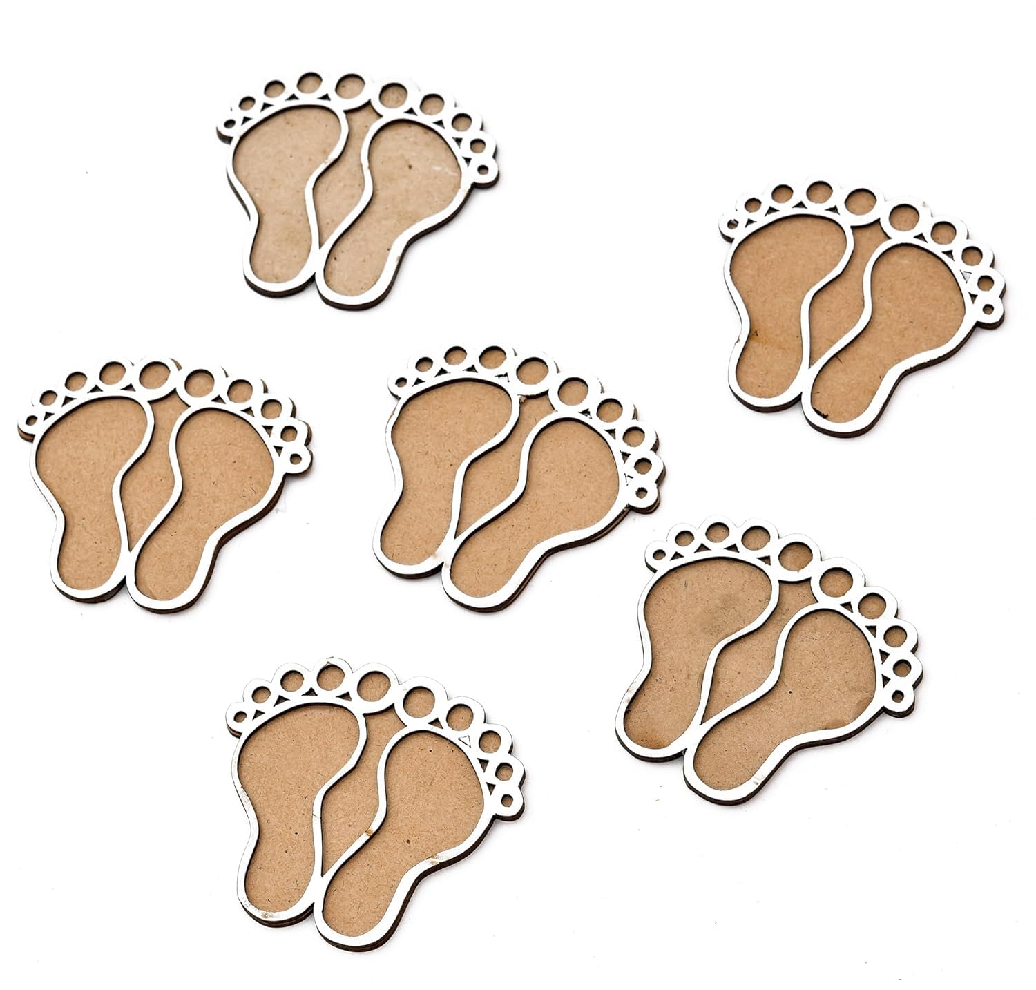 Pack of 12 Wooden Diwali Craft Cutouts – 2.7mm Pine MDF Swastik, Lotus, Feet & Diya Shapes for DIY Painting, Home Temple Wall Hanging, Festive Wedding Decoration & Rangoli Borders (3x3 Inch)