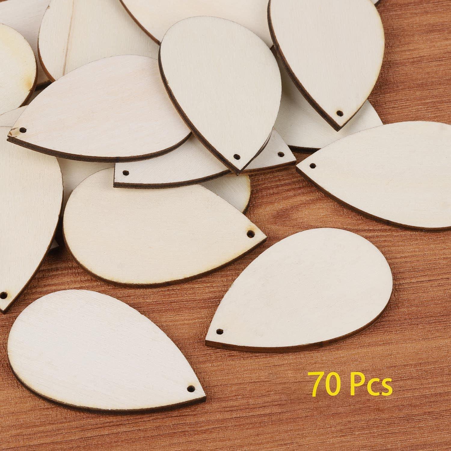Haoser 70 Pieces Unfinished Wood Teardrop Earring Pendant for Jewelry Earrings Backs for Jewelry DIY Craft Making (Small,1.4 x 2.2 inch) Unfinished Wooden Earrings Kits - Haoser