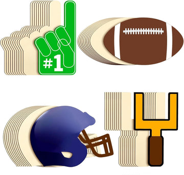 12 Pcs Football Helmet Wooden Cutouts for DIY Craft | Unfinished Wooden Shapes