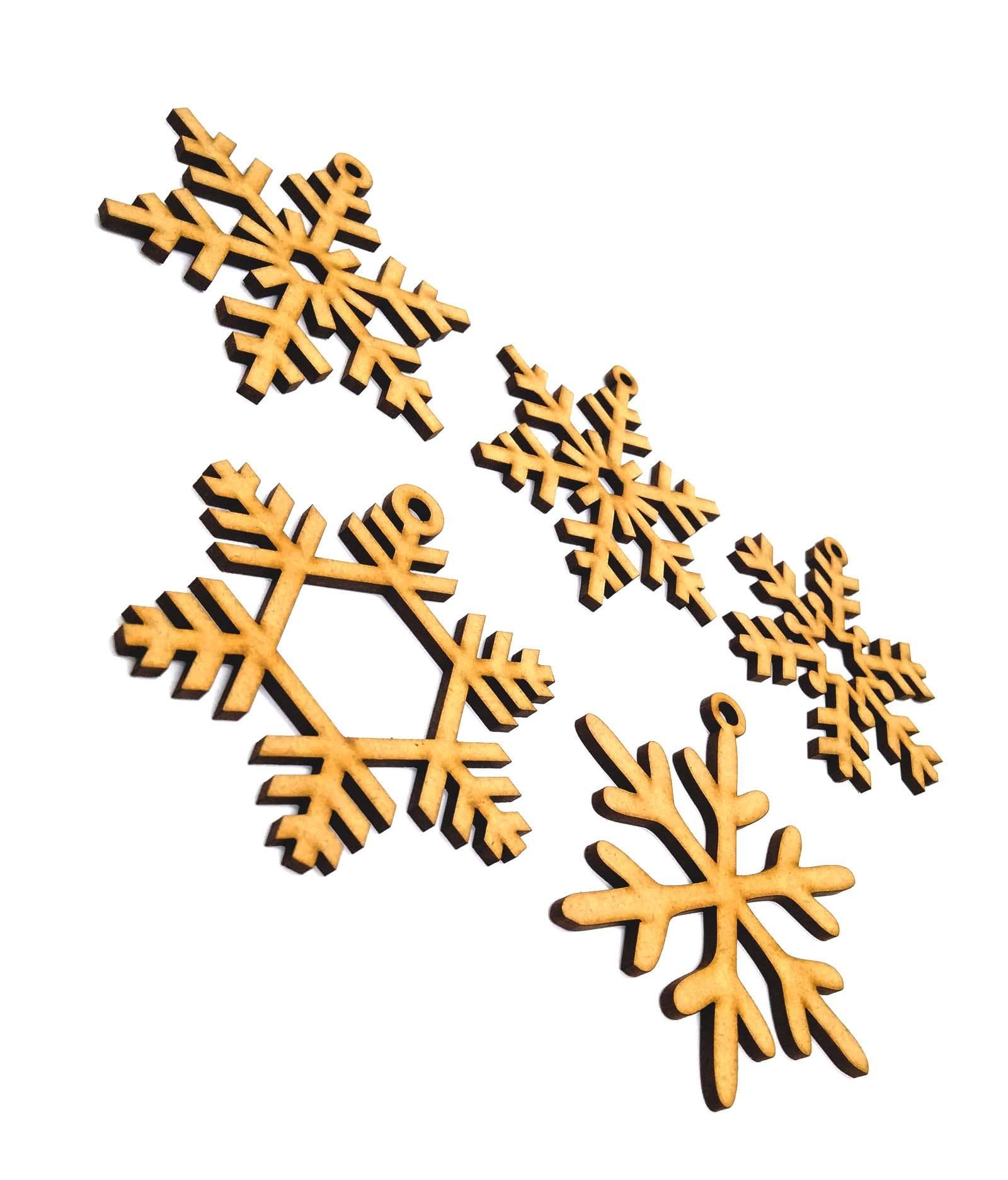 Haoser Wooden Christmas Tree Ornaments Cutout for Christmas Decoration Hanger Pack of 5, Wooden Christmas Decorations for Home - Haoser