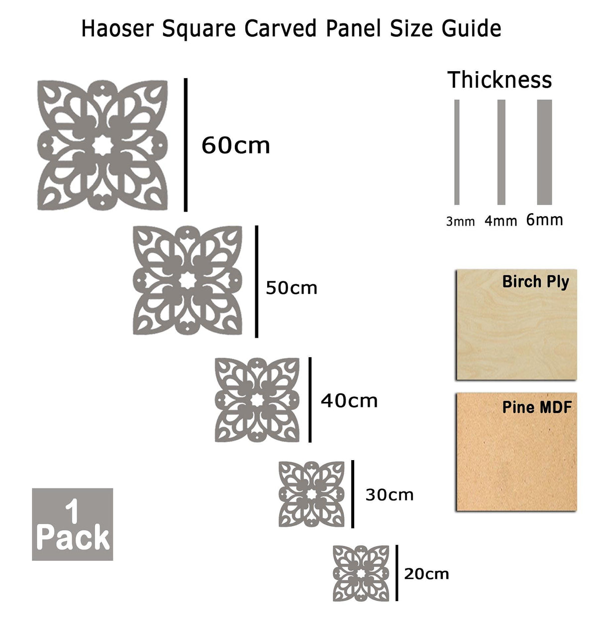 Haoser Birch Ply-3mm Wooden Panel for Room Divider/Partition, Wall Decor Pack of 1 Geometric Laser Cut Carved Panel  (Panle-15) - Haoser